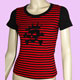 black-red stripes skull T-shirt size S