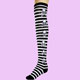 white-black stripes skull Overknees Socks