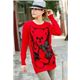 teddy bear knit-sweater red with sparkling ribbon