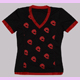 black-red T-shirt with many skulls size S