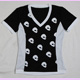 black-white T-shirt with many skulls size S