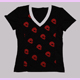 black-red-white T-shirt with many skulls size S
