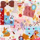 white kawaii fabric France animals sweets Japan