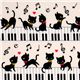 white kawaii fabric black kitty piano Japan