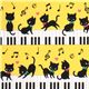 yellow kawaii fabric black kitty piano Japan