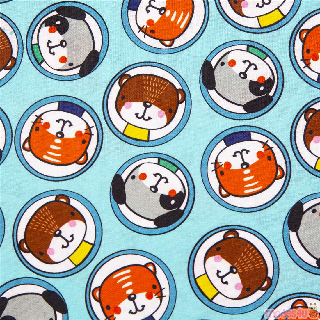 Cute Animal Fish Submarine Window Stripes Fabric
