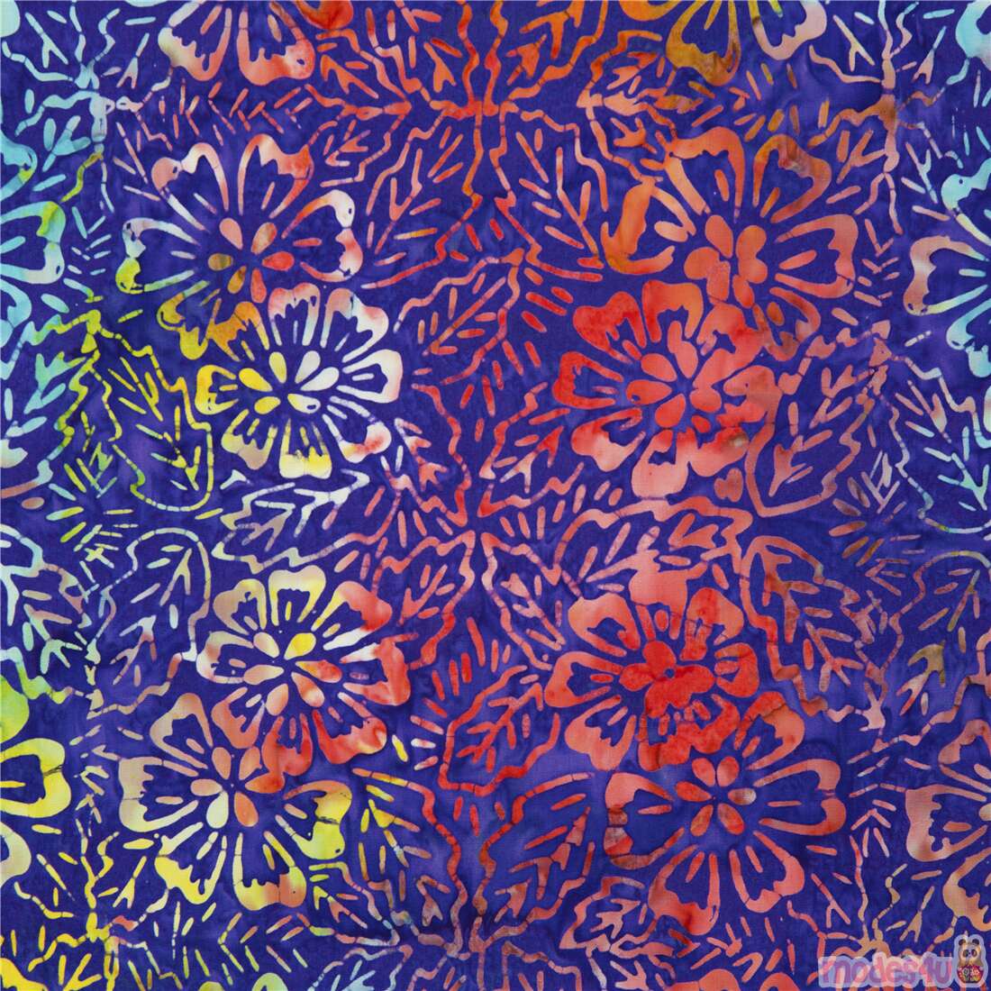 Batik Tie Dye Hibiscus Oasis Florals Fabric