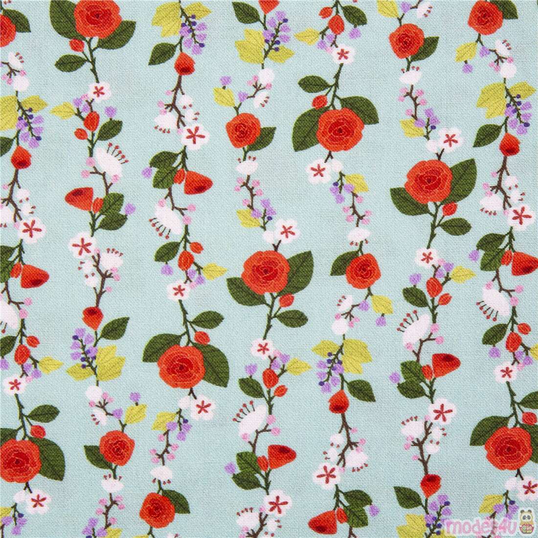 Sweet Smelling Floral Rose Vines Flower Stripes Fabric
