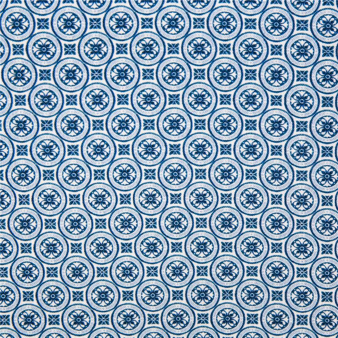 Blaue Kreise Mini Blumen geometrisches Design Stoff