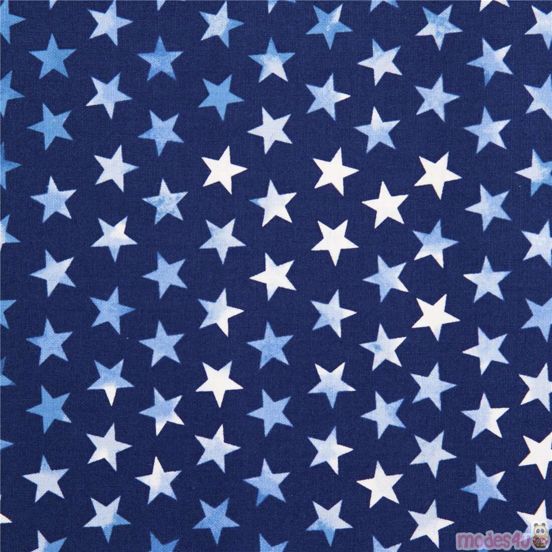 Blue White Tie-Dye Stars Fabric