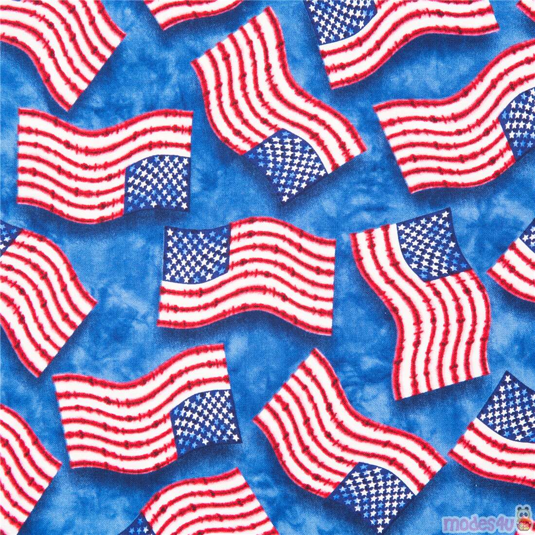 Denim-look Tie Dye USA Flag Fabric