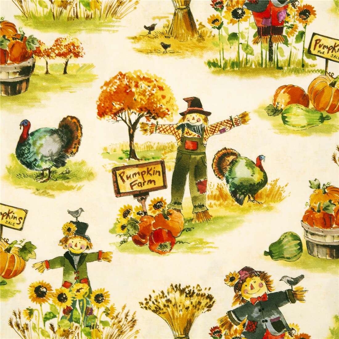 Herbstvogelscheuchen Vom K�rbishof Erntedankfest Stoff