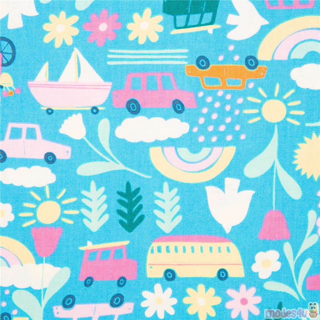 Cute Pastel Summery Graphics Rainbow Flower Vans Fabric