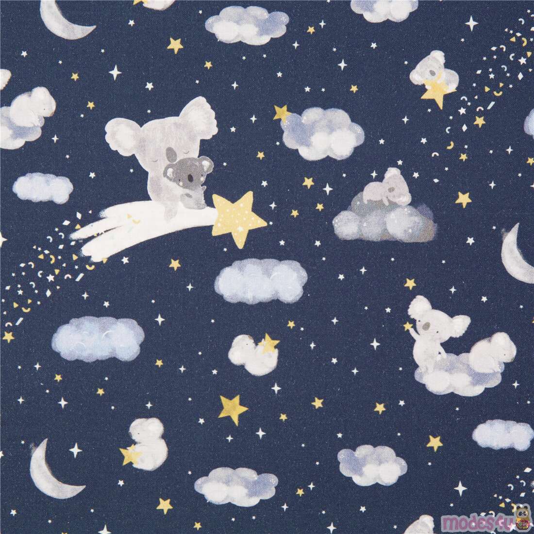 Koala Clouds Dreaming Shooting Stars Fabric