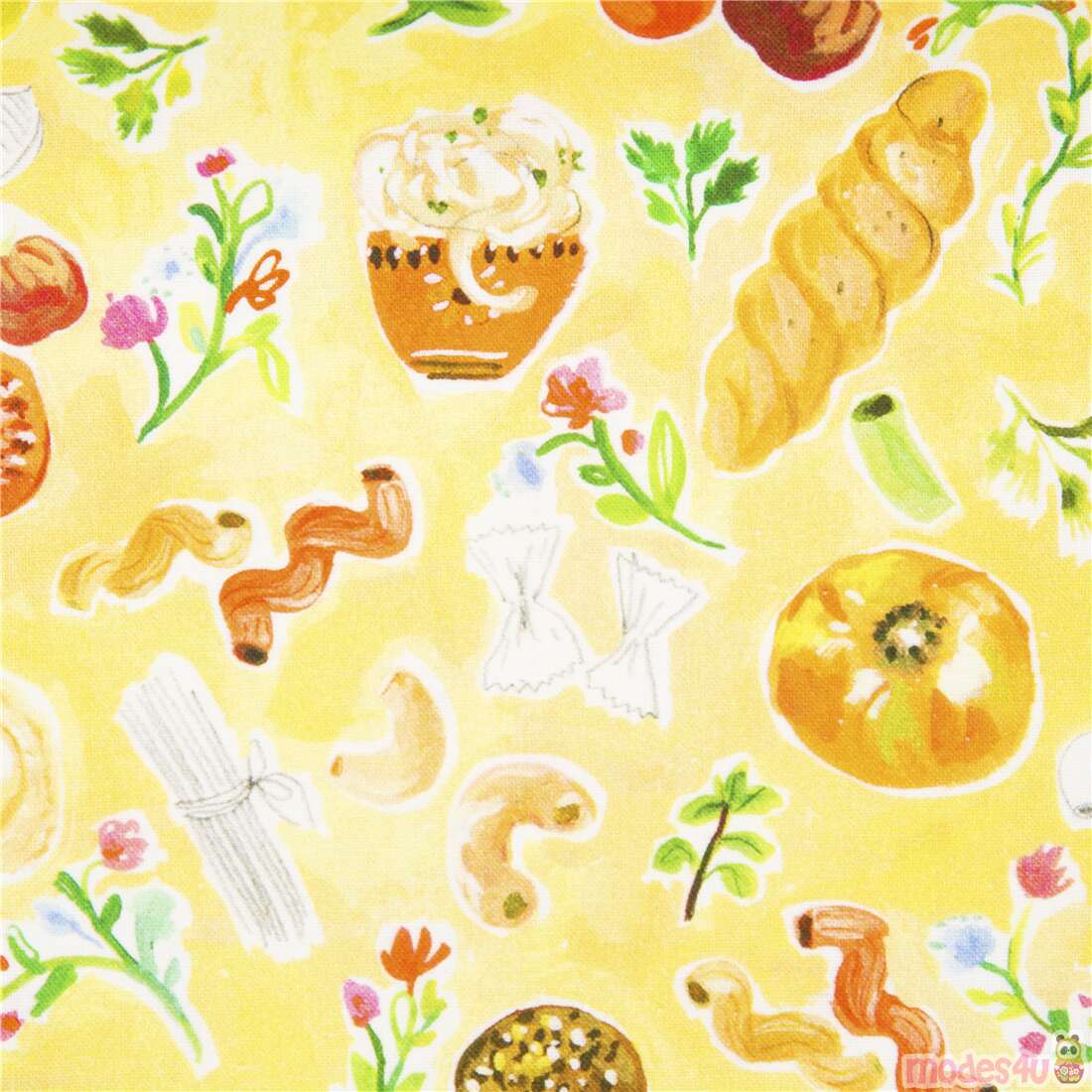 Kohlenhydrate gelber Stoff Brot und Pasta bunt sommerlich Stoff
