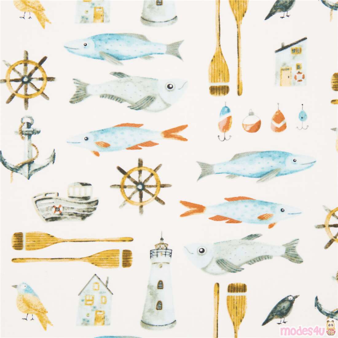 Carp-e Diem Fish Nautical Anchors Seaside Fabric