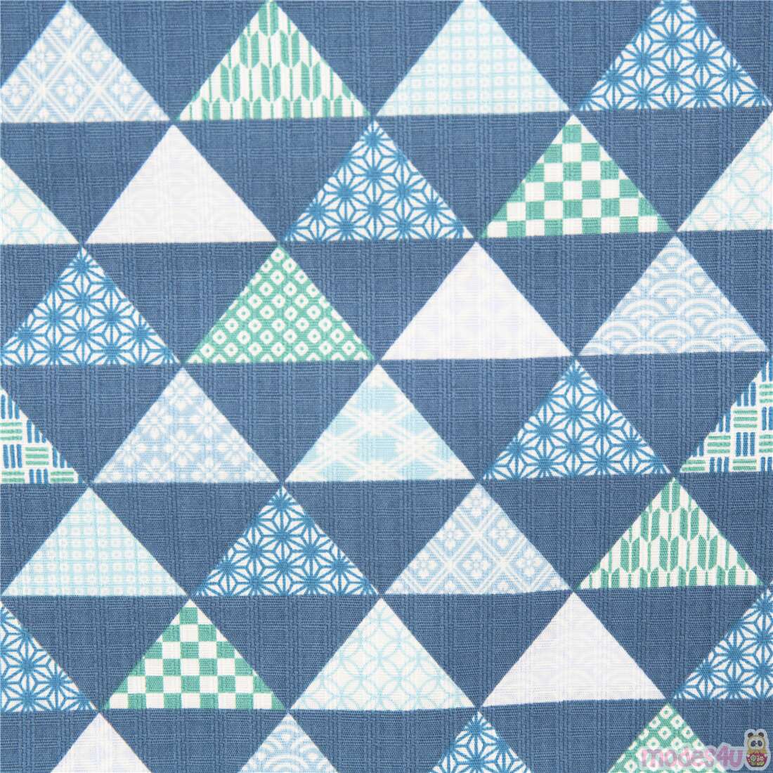 Blue Triangles Traditional Japanese Patterns Fabric