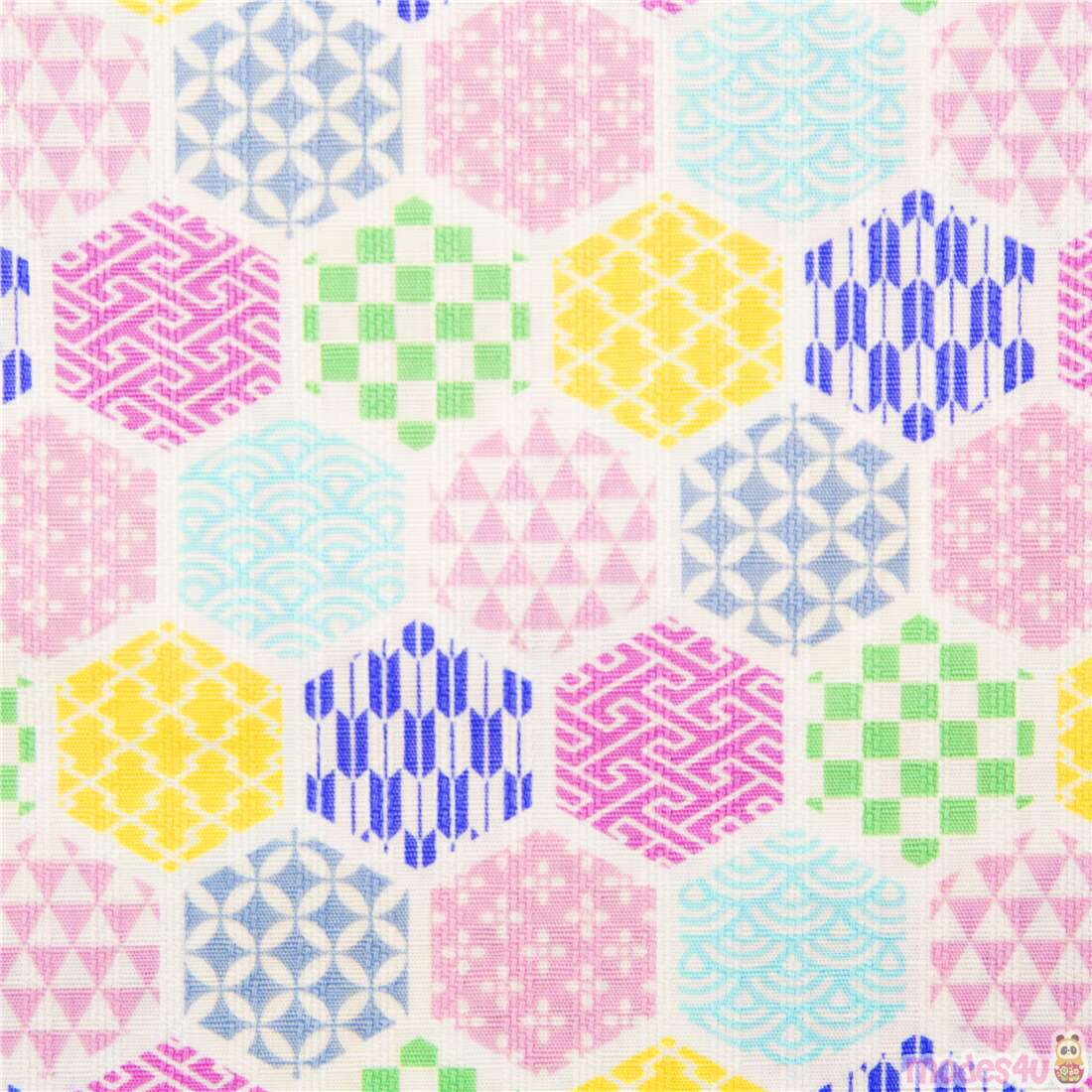 Colourful Hexagonal Traditional Japanese Patterns Fabric