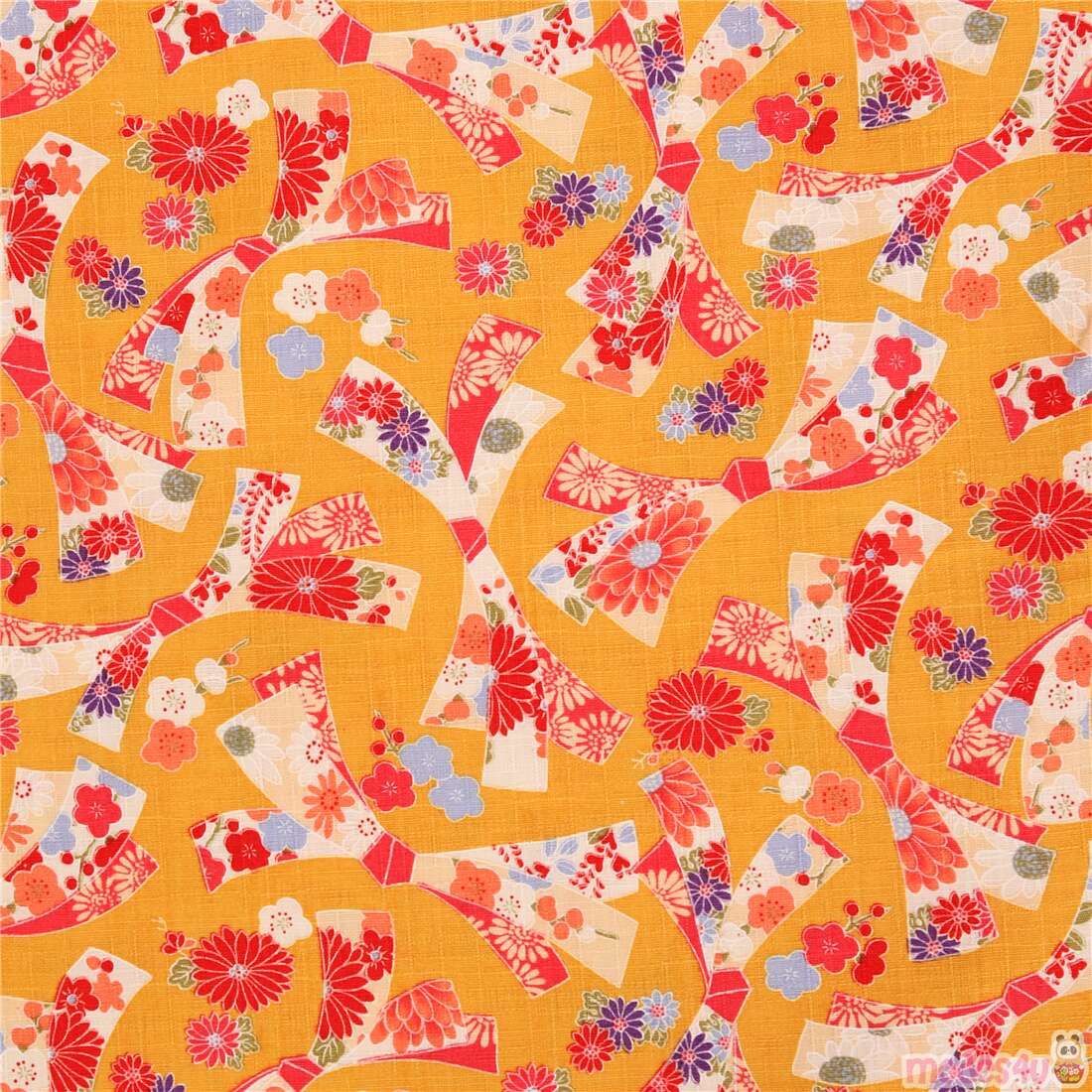Japanese Floral Ribbons Plum Blossom Fabric
