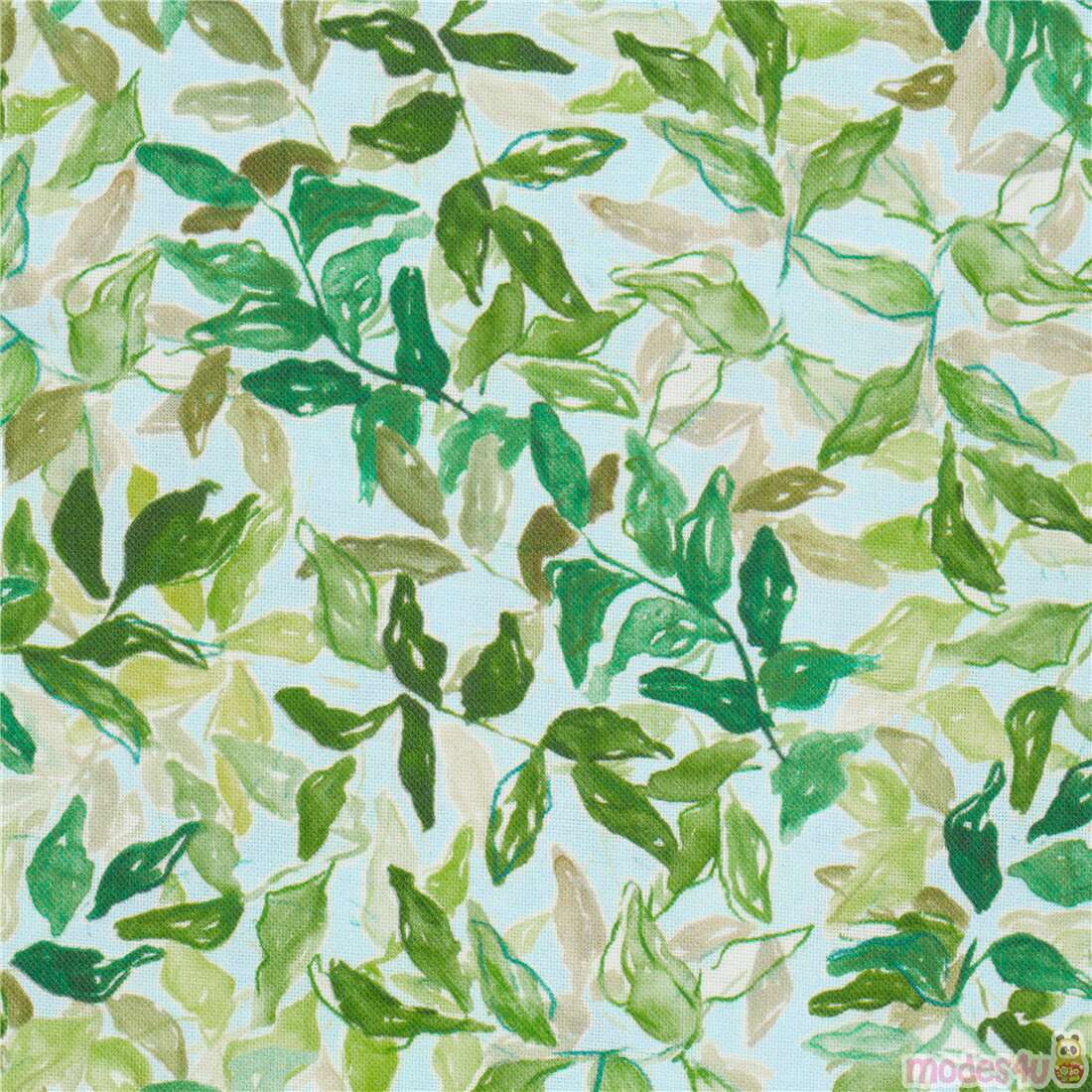 Foliage Green Leaves Watercolour Fabric