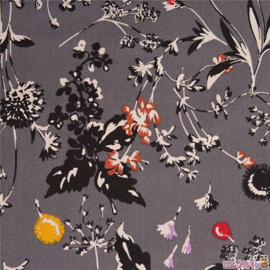 Meadow Blooms Foliage Screen Print Fabric