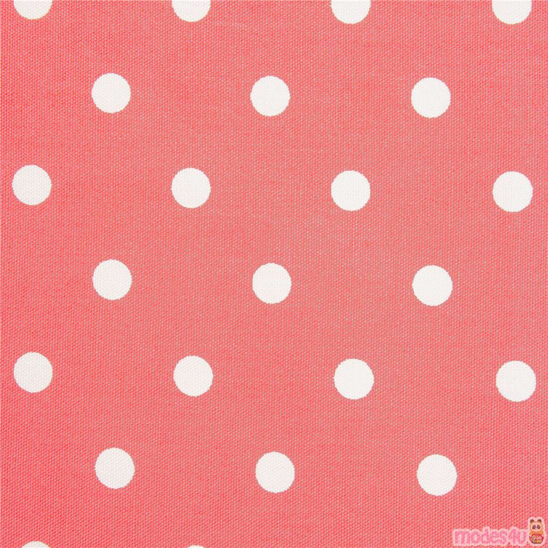 Coral Large Regular Polka Dot Fabric