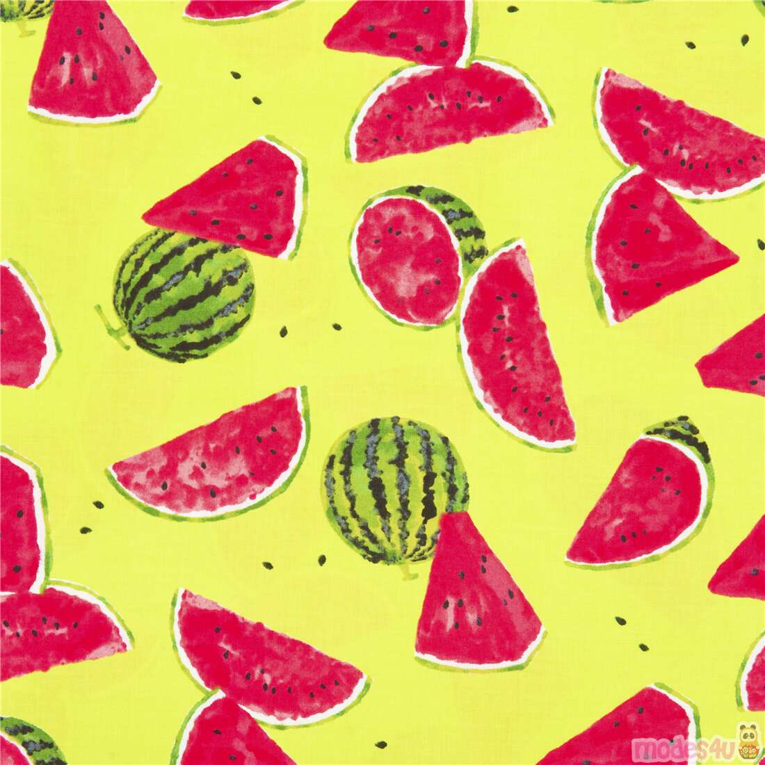 Tumbling Painted Green Red Watermelon Fabric