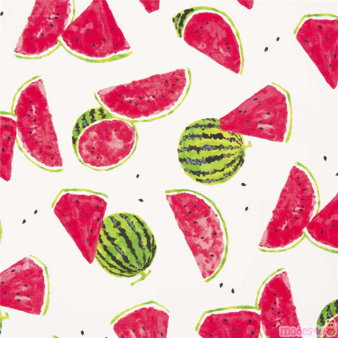 Tumbling Painted Green Red Watermelon Fabric