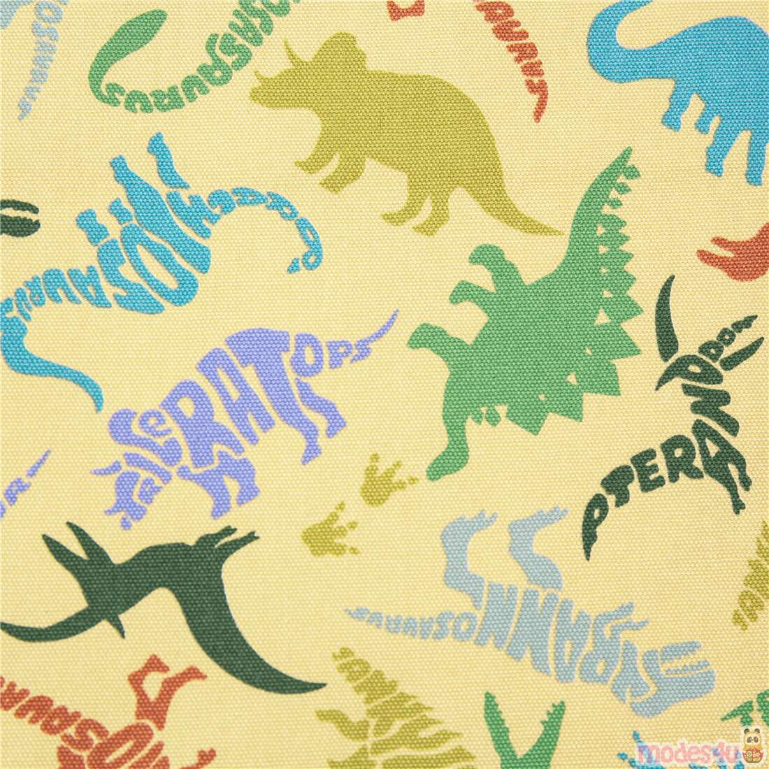 Colourful Word Dinosaur Silhouette Fabric