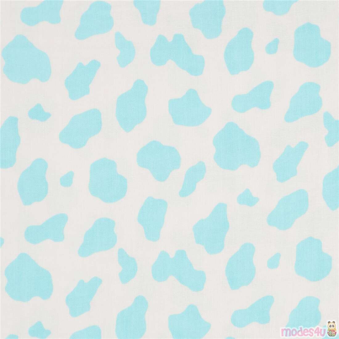 White Blue Cow Print Fabric