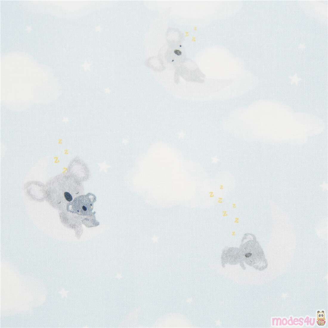 Koala Sleeping Dreaming Clouds Moon Stars Fabric