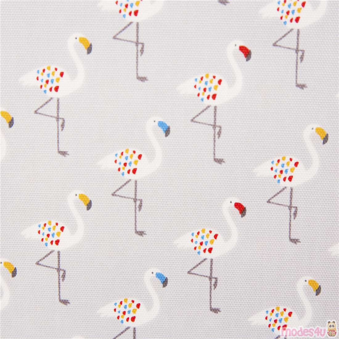 Cute Flamingos Colourful Plumage in Rows Fabric