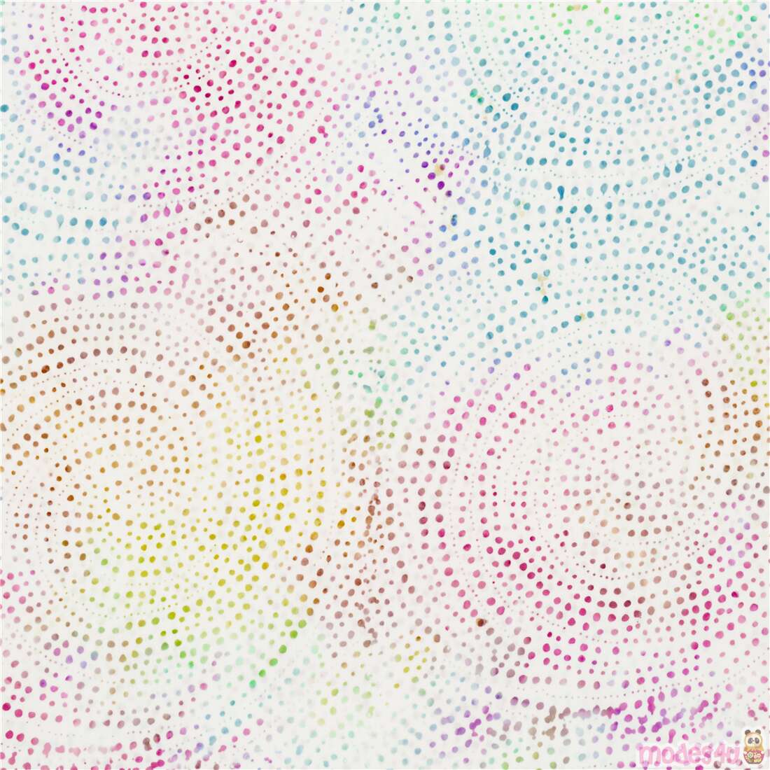 Batik Tie Dye Rows Spiral Rainbow Fabric
