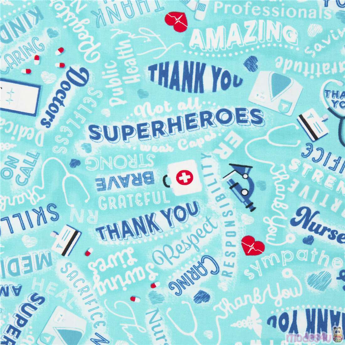 Everyday Heroes Medical Phrases Fabric