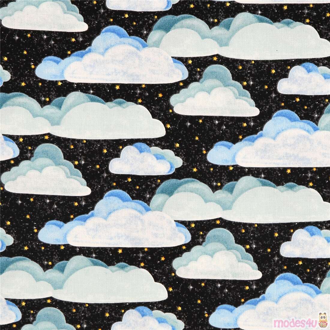 Clouds on Starry Night Sky Fabric