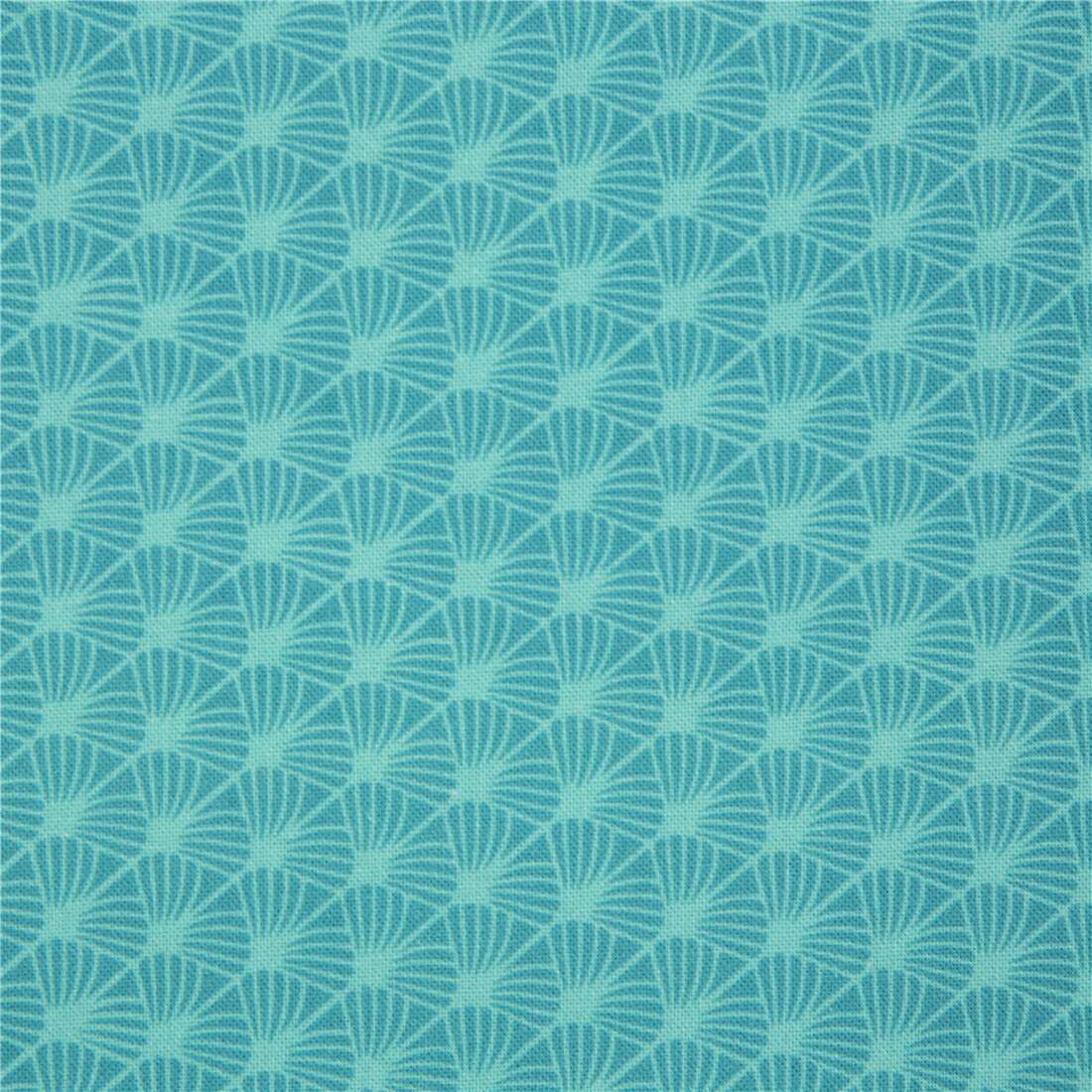 Teal Art Deco Diagonale Blätter Fächer Stoff Stoff