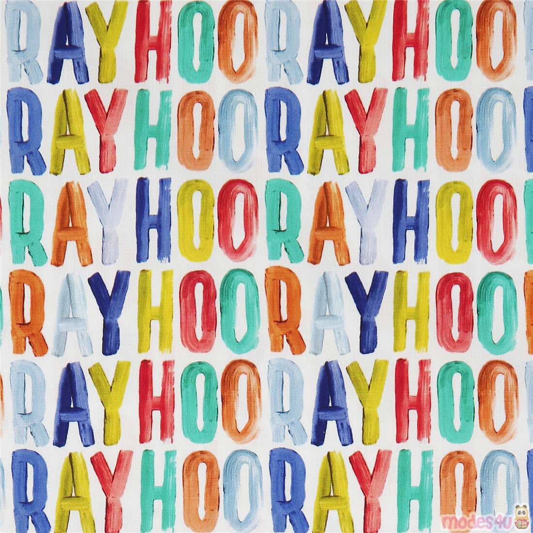 Painted Colorful Hooray Fabric