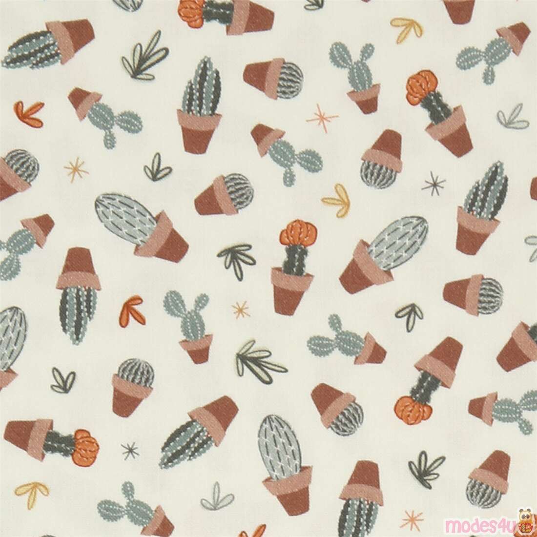 Greenhouse Gardens Potted Cactus Flowers Fabric