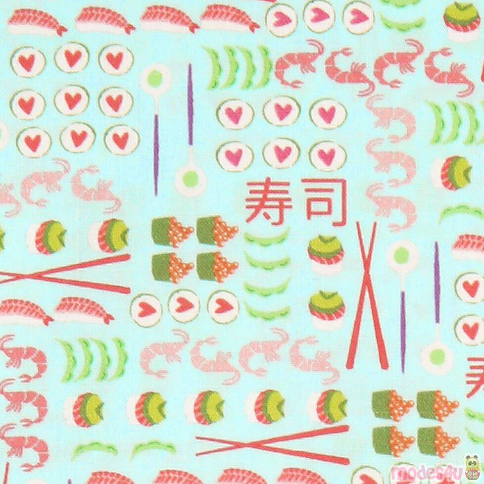 Mint Green Tiny Sushi Japanese Rice Fabric