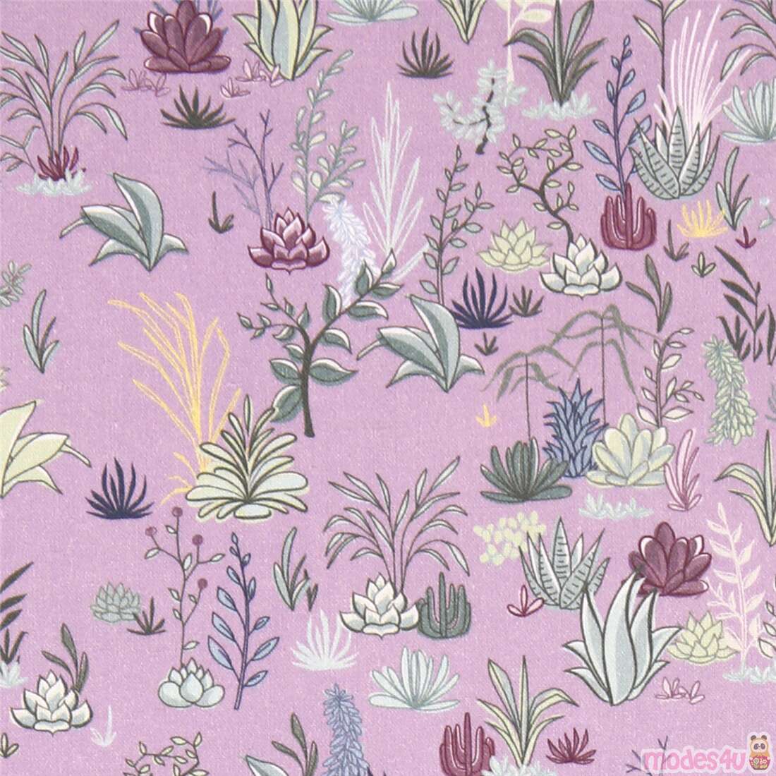 Purple Desert Plants Succulents Fabric