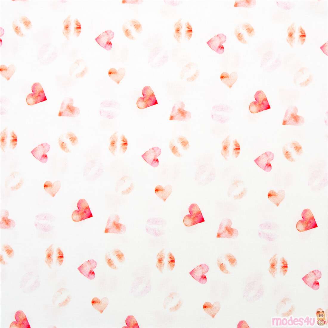 Summer Lovin Mini Red Hearts Pink Kisses Fabric