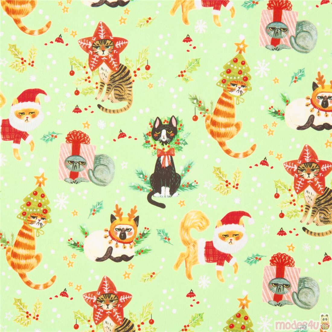 Not Ameowsed Christmas Cats Grumpy Costume Fabric