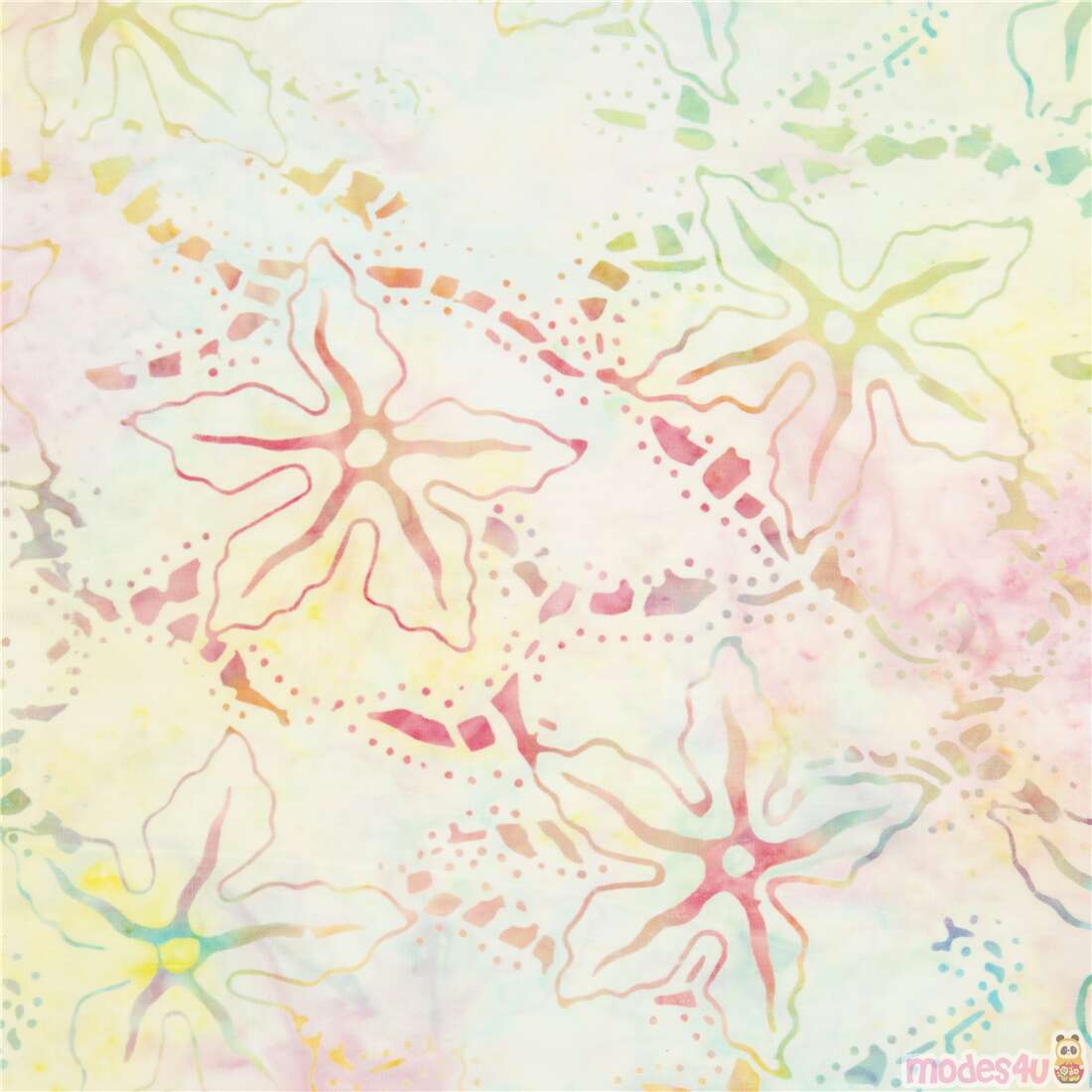 Batik Tie Dye Starfish Flowers Fabric