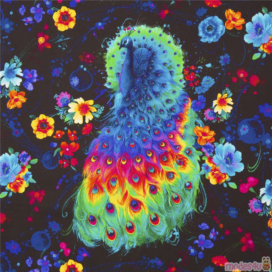 Multicolor Peacock Ornate Plumage Fabric