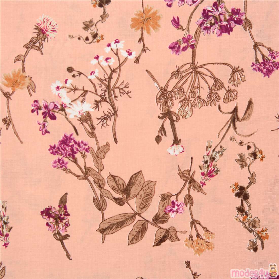 Tumbling Muted Detailed Meadow Florals Fabric