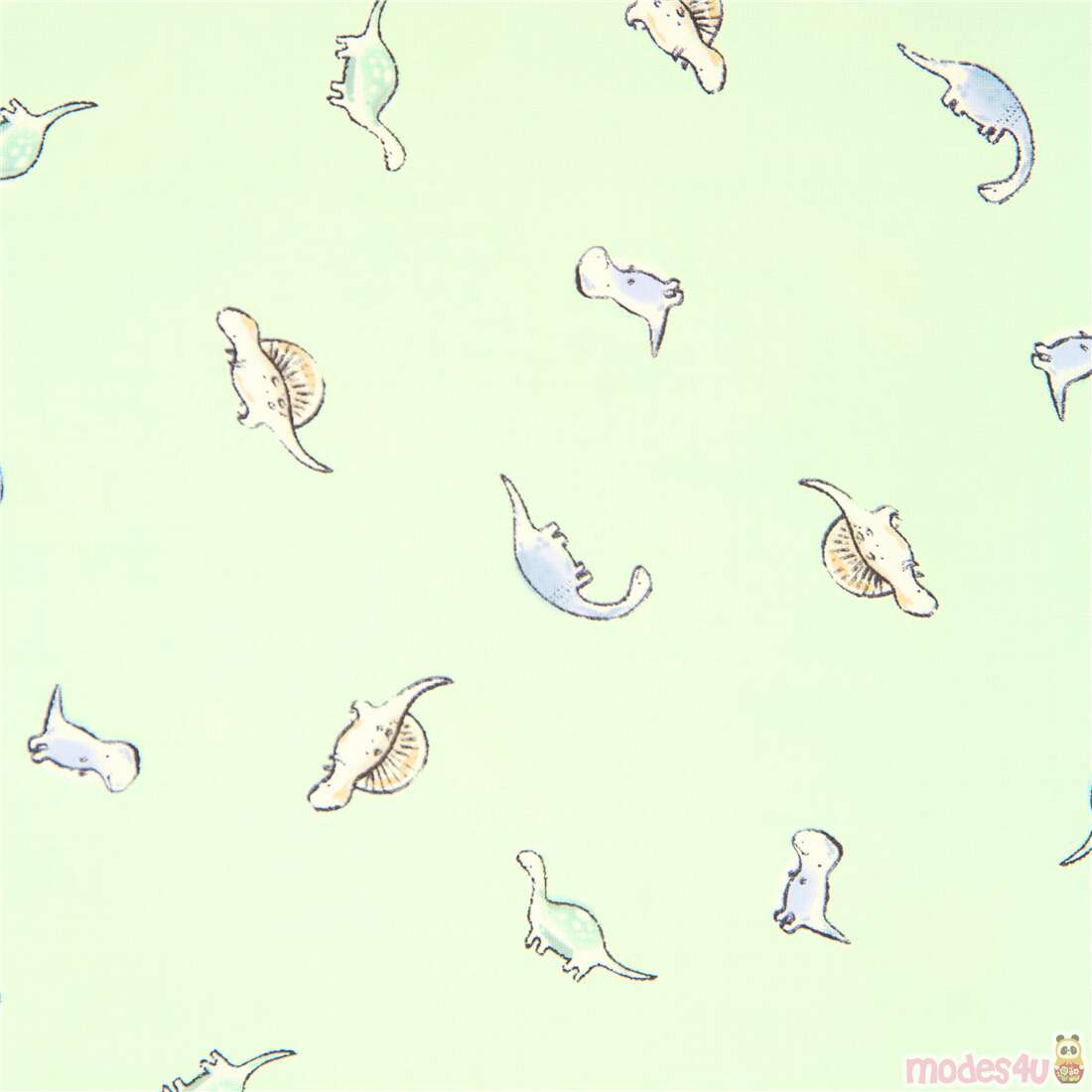 Tela verde menta de animales algod�n con mini dinosaurios Tela