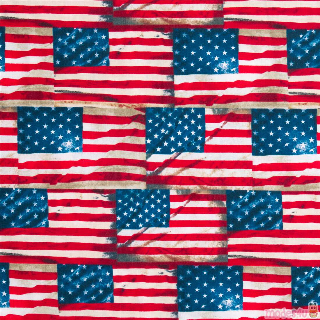 Patriotic Flag Stars Stripes Rows Fabric