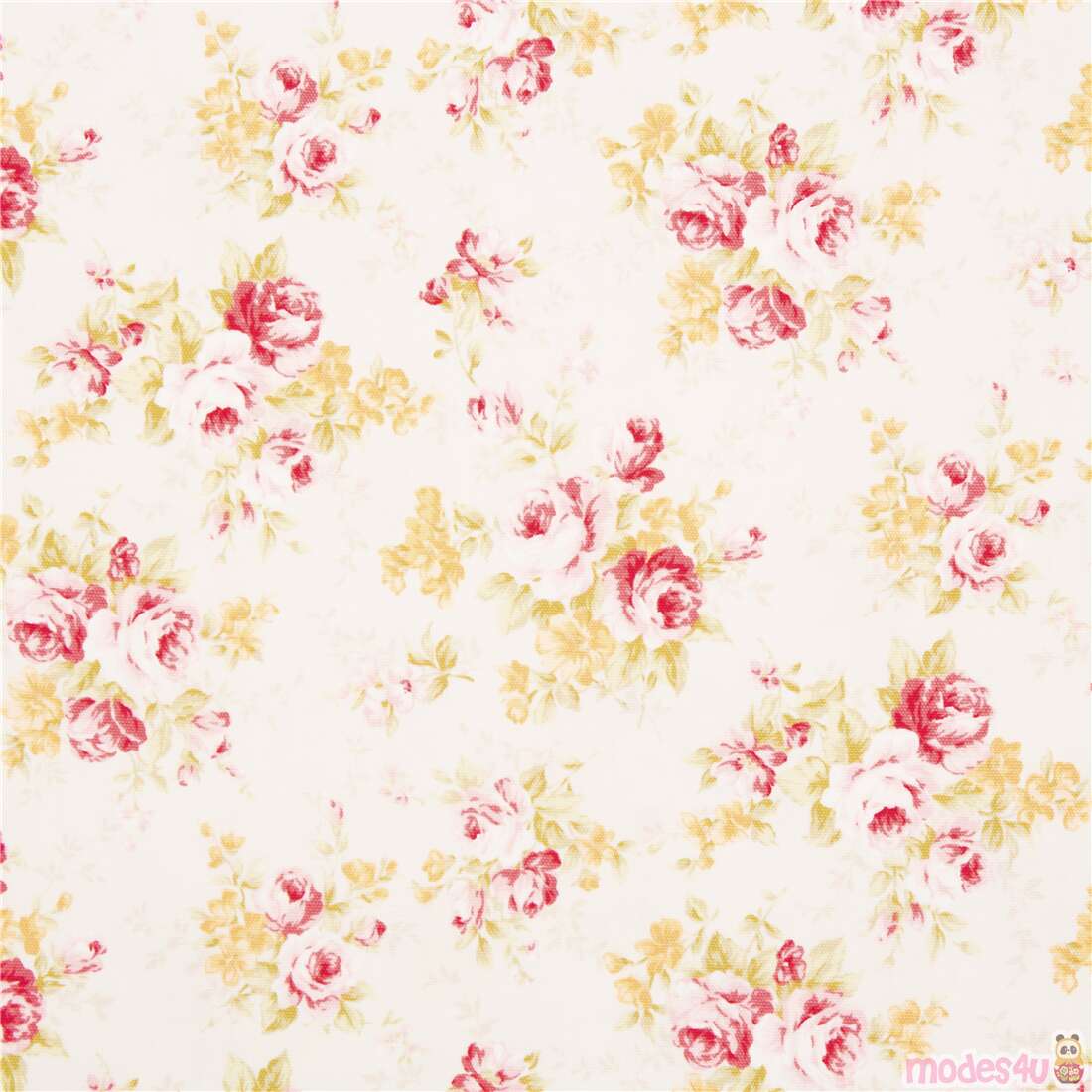 Tumbling Vintage Blushing Rose Bunches Fabric