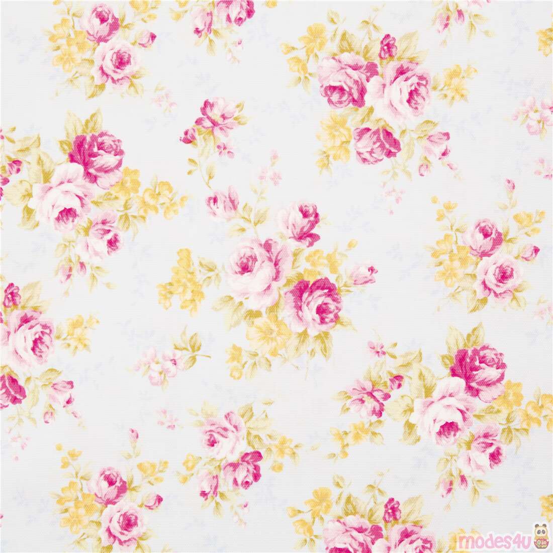 Tumbling Vintage Blushing Rose Bunches Fabric