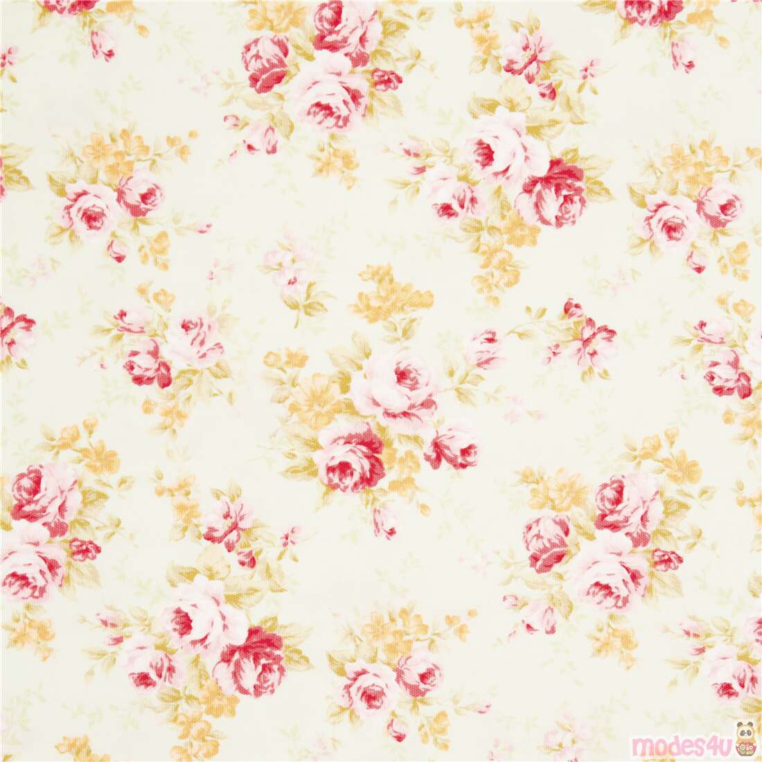 Tumbling Vintage Blushing Rose Bunches Fabric
